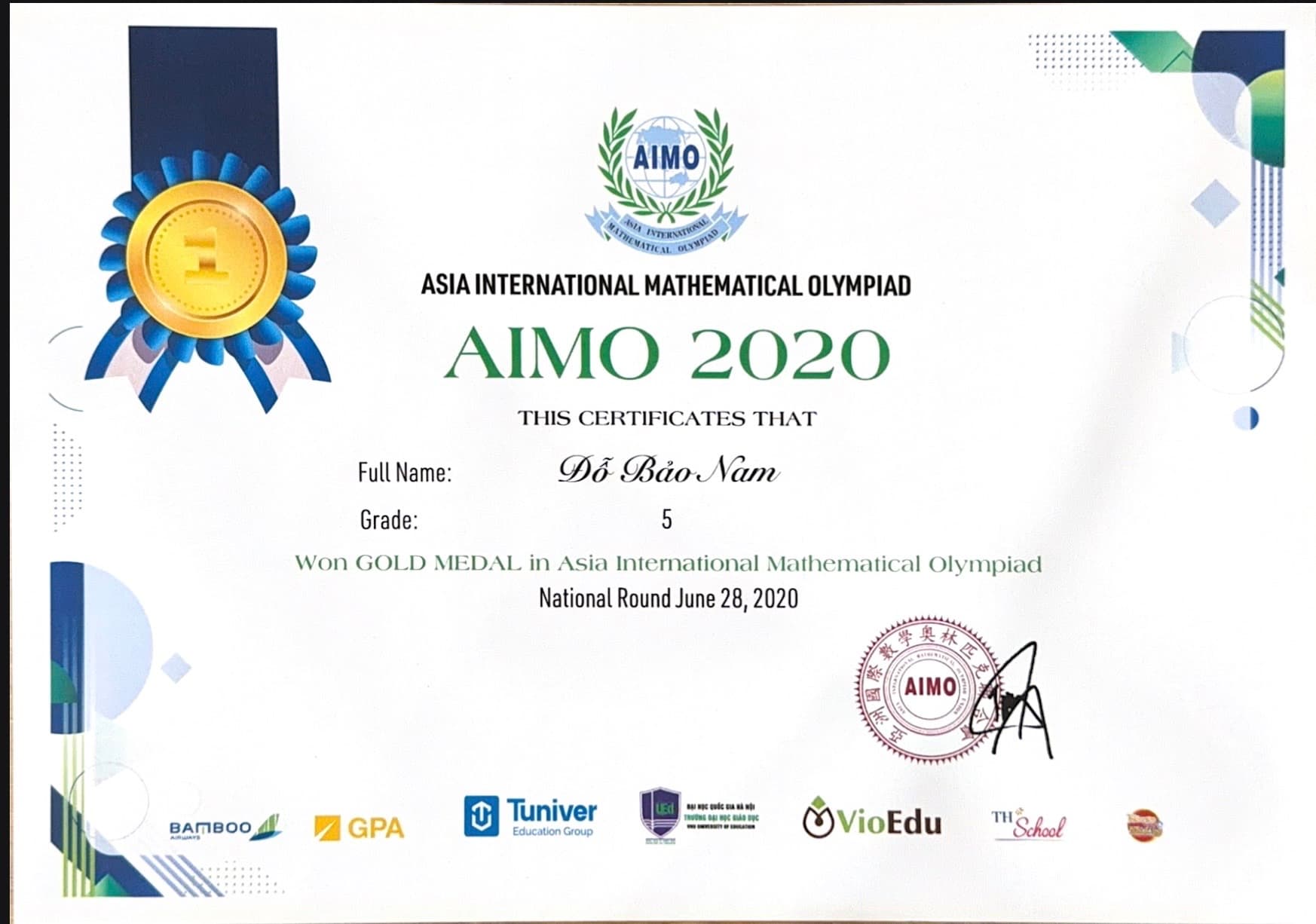 Gold — AIMO (American Int'l Math Olympiad)