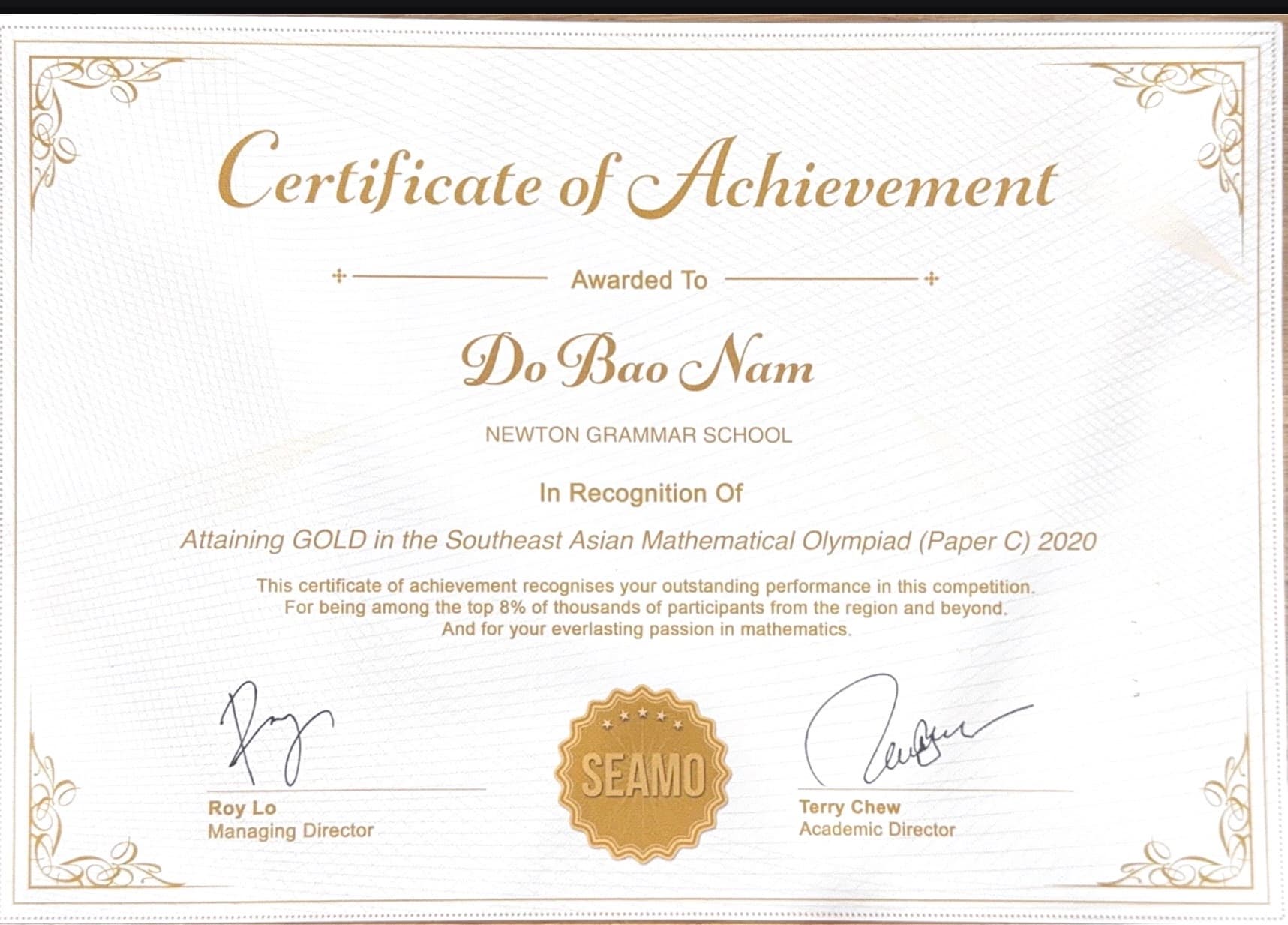 Gold — SEAMO (Southeast Asian Math Olympiad)